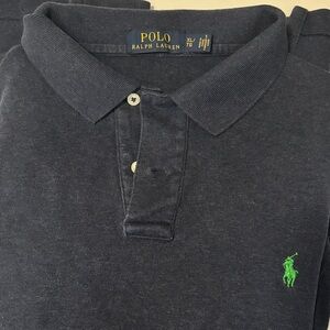 Ralph Lauren Men's Dark Blue Polo with Green Logo